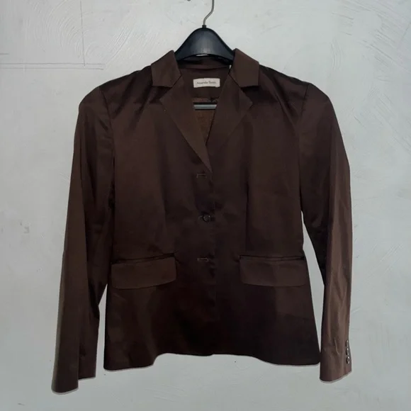 Amanda Smith chocolate blazer. Size 6. 97% cotton; 3% spandex. - Picture 1 of 6
